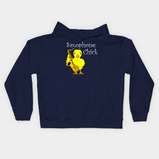 Saxophone Chick White Text Kids Hoodie